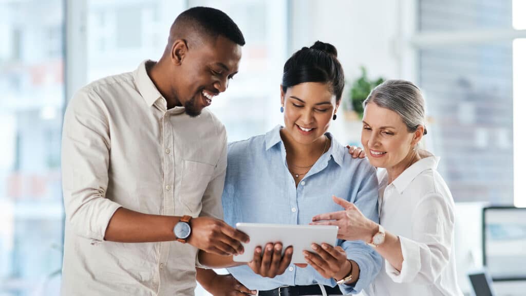 Group professionals people using a digital tablet