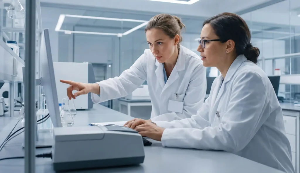 Two Female Scientists Collaborating